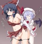  2girls anal arm_grab arm_held_back bad_id bat_wings black_hair blue_hair blush bow breast_slip breasts detached_sleeves from_behind futa_on_female futa_with_female futanari futanari_with_female hakurei_reimu hat hips multiple_girls no_testicles one_breast_out panties panty_pull pussy pussy_juice remilia_scarlet revealing_clothes ribbon sex short_hair touhou touru_tarou translated uncensored underwear useless_clothes wide_hips wings 