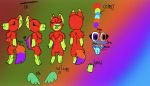  1girl breasts character_sheet dog doggii fangame five_nights_at_freddy&#039;s fox green_fur orange_eyes orange_fur pointy_ears purple_eyes purple_fur pussy red_fur reference_sheet standing uncensored 