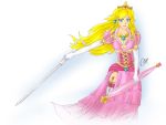  dress nintendo parasol princess_peach super_mario_bros. sword weapon 