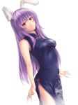  1girl alternate_costume animal_ears blush bunny_ears china_dress chinese_clothes dress female long_hair looking_at_viewer mochi.f purple_hair red_eyes reisen_udongein_inaba solo touhou white_background 