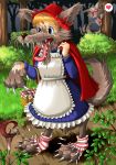  blue_eyes brown_hair edmol little_red_riding_hood open_mouth paws tail transformation wolf 