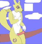  1_boy 1_male 2009 3_fingers alternate_version_available anthro anthro_canine anthro_fox bpq00x canine digimon erection fox fur furry male male_anthro male_anthro_fox male_renamon nipples nude penis raised_tail renamon solo standing tail toei_animation white_fur yellow_fur yin_yang 