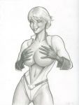 big_breasts breasts cover_up dc_comics fred_sadek horny lipstick power_girl wink 