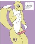  1_boy 1_male 2009 alternate_version_available anthro anthro_canine anthro_fox bpq00x canine digimon english_text erection fox fur furry male male_anthro male_anthro_fox male_renamon penis raised_tail renamon solo standing tail text toei_animation white_fur yellow_fur yin_yang 