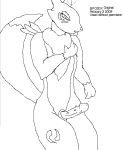  1_boy 1_male 2009 3_fingers alternate_version_available anthro anthro_canine anthro_fox bpq00x canine digimon english_text erection fox fur furry male male_anthro male_anthro_fox male_only male_renamon monochrome nude penis raised_tail renamon solo standing tail text toei_animation yin_yang 