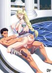 1boy 1girl abs alluring big_breasts cfnm cowgirl_position girl_on_top jadenkaiba original_character penis_in_pussy project_soul sex silf sophitia_alexandra soul_calibur soul_calibur_ii soul_calibur_iii soul_calibur_vi swimming_pool vaginal