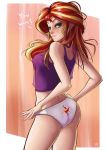  1girl ass equestria_girls female female_only friendship_is_magic humanized long_hair looking_at_viewer mostly_nude my_little_pony panties solo standing sunset_shimmer sunset_shimmer_(eg) 