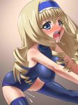  1girl awa big_breasts blonde_hair blue_eyes blush bodysuit breasts cameltoe cecilia_alcott cum drill_hair erect_nipples hairband impossible_clothes infinite_stratos large_breasts long_hair open_mouth saliva tears 