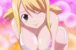  00s 1girl ;) alluring anime bikini blonde_hair fairy_tail gif lucy_heartfilia wink 