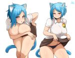  1girl 1girl big_breasts black_panties blue_hair breasts looking_at_viewer milf nibcole_watterson panties short_hair tail the_amazing_world_of_gumball under_boob 