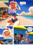  beach blonde_hair breasts jaguar_(artist) summer_job_milf waitress 