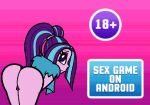 1girl advertisement aria_blaze aria_blaze_(eg) ass bent_over equestria_girls fake_advertisement female_only friendship_is_magic looking_back my_little_pony panties partially_clothed rainbow_rocks solo_female text