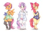  2012 amber_eyes apple_bloom blush bow cameltoe clothing cub cutie_mark_crusaders dress dress_lift equine female friendship_is_magic furry green_eyes group hair hair_bow hoihoi hooves horn horse multicolored_hair my_little_pony no_pants one-piece_swimsuit open_clothes open_mouth open_shirt panties panty_shot pegasus pink_hair pink_panties plain_background pony purple_eyes purple_hair red_hair school_swimsuit scootaloo shirt sweetie_belle swimsuit thighhighs tongue tongue_out two-tone_hair two_tone_hair underwear unicorn white_background white_panties wings yellow_eyes young 