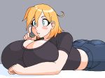  big_breasts breasts female gigantic_breasts grey_background woot 