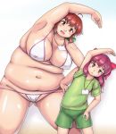  2girls breasts brown_eyes brown_hair chubby huge_breasts inamori_nidai multiple_girls obese original orizen size_difference 