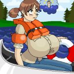 big_breasts breasts drowning female gigantic_breasts lifeguard original thought_bubble woot