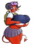  big_breasts breasts cleavage curvy female gigantic_breasts glasses horns huge_ass huge_breasts nipples school_uniform succubus tail thick_thighs wide_hips woot 