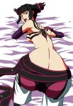  1girl black_hair breasts butt_crack capcom huge_ass juri_han open_mouth pink_eyes sideboob solo sonickymk2 street_fighter tongue tongue_out 