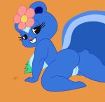 1girl ass ass_focus big_breasts blue_fur buckteeth flower_in_hair furry happy_tree_friends lilli_villa nudity petunia petunia_(htf) skunk