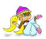  ass blonde_hair blue_eyes bluelimelight donkey_kong_(series) solo tiny_kong twintail 