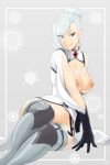  1girl blue_eyes breasts exposed_breasts eyebrows_visible_through_hair female female_human female_only human no_bra no_panties partially_clothed rwby sinccubi sitting solo stockings white_hair winter_schnee 