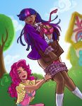  blush breasts embarrassing friendship_is_magic funny long_hair looking_back looking_down multicolored_hair my_little_pony pink_hair pinkie_pie_(mlp) prank pubic_hair pussy smile superkeen surprise twilight_sparkle_(mlp) 