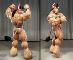  1boy ass bara bodybuilder braford bull furry male male_only muscle no_humans no_sex solo solo_focus speedo 