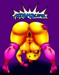  anus areola ass big_ass big_breasts breasts color english_text erect_nipples female looking_at_viewer looking_back ms_pac-man namco navel nipples presenting presenting_hindquarters pussy smile solo text thecon video_games 