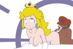  1boy 1girl 1up ahegao animated animated_gif ass bouncing_breasts breasts cap clenched_teeth crown doggy_position earrings facial_hair from_behind fucked_silly gameplay_mechanics gif hat jewelry long_hair mario mario_(series) minus8 mustache nintendo nude orgasm princess princess_peach rolling_eyes sex super_mario_bros. teeth text 