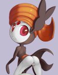  female hair looking_at_viewer meloetta nintendo pokemon pussy red_eyes red_hair solo theboogie video_games 