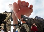 collage giantess giantess_katelyn looking_at_victim looking_down people point_of_view pov raised_foot running skyscrapers sole upward_angle