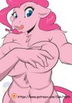  1girl 2016 anthro anthrofied big_breasts breasts covering earth_pony equine friendship_is_magic fur furry hair high_res horse licking licking_lips mammal my_little_pony nude patreon pink_fur pink_hair pinkie_pie pony simple_background suki262 tongue tongue_out 