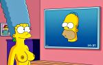  breasts homer_simpson marge_simpson nipples the_simpsons yellow_skin 