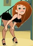  1girl ass bending_over bent_over breasts clothes dat_ass dress female high_heels kim_possible kimberly_ann_possible levelord lips lltoon looking_at_viewer sex_face stockings 