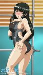  big_breasts black_hair bosshi breasts green_eyes horny mizugi_kanojo swimsuit 