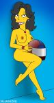 breasts cartoon_avenger female julia_(the_simpsons) motorcycle_helmet nude the_simpsons yellow_skin