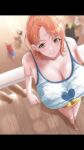  1girl 1girl 1girl background_characters big_breasts breasts cleavage clothed_female female_focus female_only huge_breasts mature mature_female moriton nami nami_(one_piece) one_piece orange_hair short_hair smile solo_female solo_focus tagme 