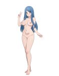  1girl alluring bangs bare_arms bare_legs bare_shoulders big_breasts blue_eyes blue_hair blush breasts censored collarbone completely_nude completely_nude_female female_only fire_emblem fire_emblem_engage full_body grin legs long_hair looking_at_viewer lumera_(fire_emblem) milf naked_female nintendo nipples nude nude_female pussy shoulders smile solo_female transparent_background v very_long_hair vodka13 