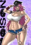 belly blue_eyes breasts final_fight hair midriff navel pink_hair poison poison_(final_fight) smile solo street_fighter wilko