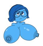 1girl 1girls 2024 alternate_breast_size blue_hair blue_skin breasts disney female_only fv1883draws giant_breasts glasses inside_out looking_at_viewer pixar sadness_(inside_out)