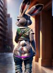 1girl ai_generated anthro anthro_only anus ass back_view boy_scout_uniform clothes_pull disney exhibitionism furry grey_fur judy_hopps panties panties_down pants_down pussy rabbit rabbit_ears rabbit_girl rabbit_tail rear_view white_fur zootopia