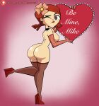  1girl 1girl ckdrawstuff cute leggings looking_at_viewer nude stockings total_drama_island valentine valentine&#039;s_day zoey_(tdi) 