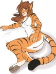4_toes angrboda anthro ass breasts brown_hair cat claws cute feline female flora_(twokinds) furry hair happy hindpaw leoian looking_at_viewer nude pawpads paws pinup presenting pussy smile solo tiger twokinds webcomic webcomic_character wink yellow_eyes