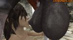  3d animated animopron beast beastiality big breasts game horse huge lara_croft penis rule34 