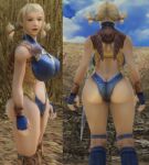  1girl 3d ass ass_cleavage back_view barely_contained big_ass big_breasts bimbo bimbofied blonde_hair breasts butt_crack cleavage facing_away final_fantasy final_fantasy_xii gigantic_ass gigantic_breasts hips huge_ass huge_breasts huge_hips huge_thighs impossible_clothes impossible_shirt large_ass lowres massive_breasts outside penelo shirt thick_thighs thighs thong tight_clothes tight_shirt wide_hips 