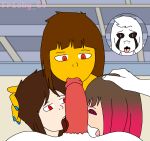  alternate_version_available anthro asriel_dreemurr bete_noire betty_noire brown_hair chara fellatio frisk frisk_(undertale) frisky_69 glitchtale huge_dick licking_penis nude oral penis red_eyes red_hair sex sucking_penis undertale_au 