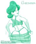  1girl 1girl 1girls 2022 ass big_ass chickpea disney female_only green_theme huge_ass huge_ass looking_at_viewer looking_back looking_over_shoulder milf ming_lee monochrome pixar smile stripping teasing thong turning_red undressing white_background 