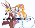 1boy 1girl animaniacs erect_penis furbid.org furry huge_breasts interspecies looney_tunes minerva_mink natasha_cat wile_e._coyote