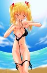  beach blonde_hair blush breasts censored eri_sawachika nipple nipples sawachika_eri school_rumble tan tanline undressing 