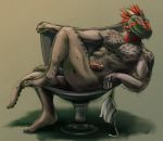  argonian chair erection male muscles penis reptile scalie skyrim solo the_elder_scrolls video_games 